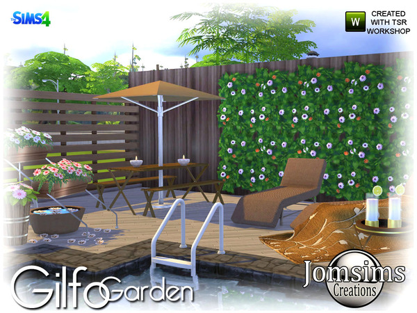 Sims 4 Gilfo Garden set by jomsims at TSR
