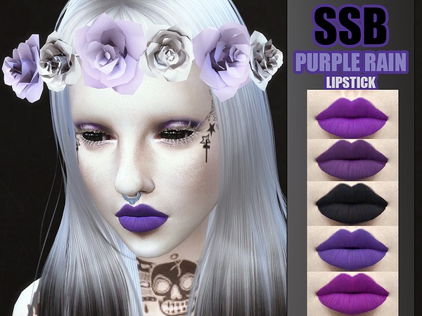 Sims 4 Purple Rain Lipstick All Mauve by SavageSimBaby at TSR
