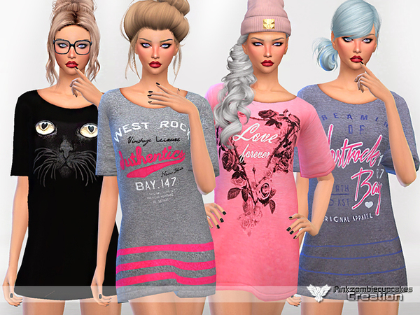 Sims 4 Nightgown Collection West Rock by Pinkzombiecupcakes at TSR