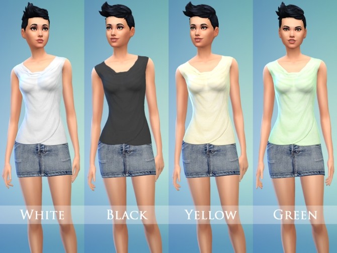 Sims 4 Waterfall Top & Denim Mini Skirt by play jarus at Mod The Sims