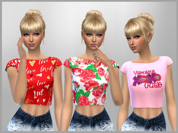 Sims 4 Valentine Crop Tops by SweetDreamsZzzzz at TSR