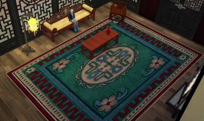 Sims 4 Titan Quest Jade Palace Rug by BigUglyHag at SimsWorkshop