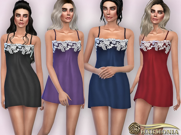 Sims 4 Delicate Lace Trim Chemise by Harmonia at TSR