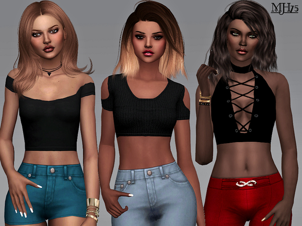 Sims 4 S4 Trio Tops by Margeh 75 at TSR