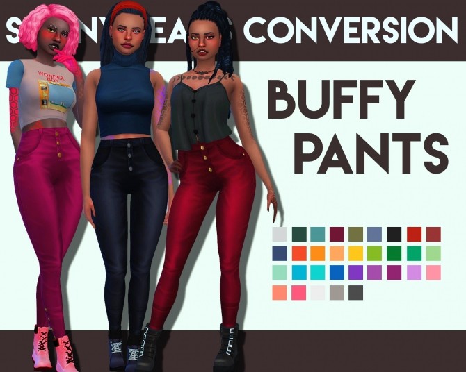 Sims 4 Buffy Leather Pants by Weepingsimmer at SimsWorkshop