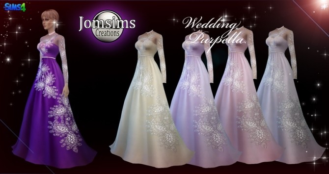 Sims 4 Purpella wedding dress at Jomsims Creations