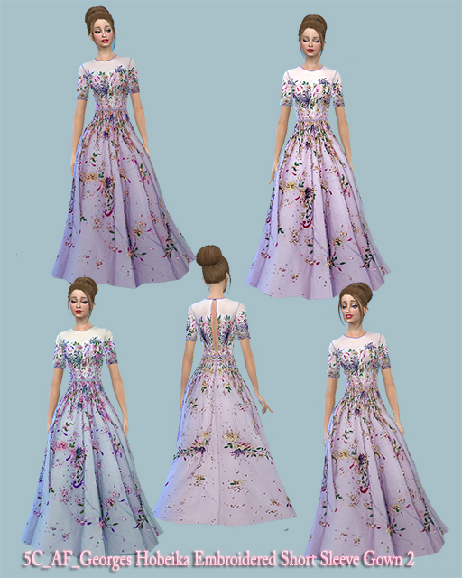 Sims 4 Embroidered Short Sleeve Gown 2 at 5Cats
