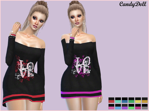 Sims 4 Love Heart Dress by CandyDolluk at TSR