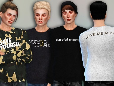 Save Yourself Sweaters For Men by Simlark at TSR » Sims 4 Updates