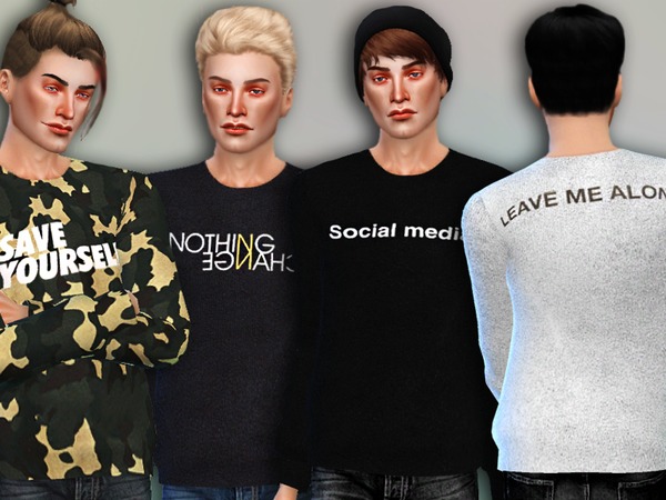 Sims 4 Save Yourself Sweaters For Men by Simlark at TSR