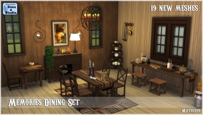 Sims 4 Memories dining set by Mathcope at Sims 4 Studio