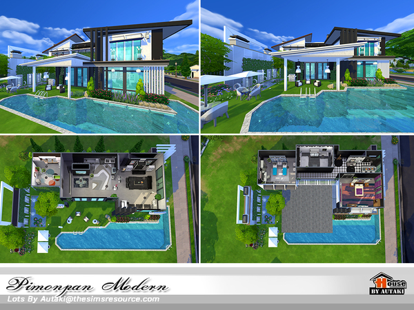 Sims 4 Pimonpan Modern house by autaki at TSR