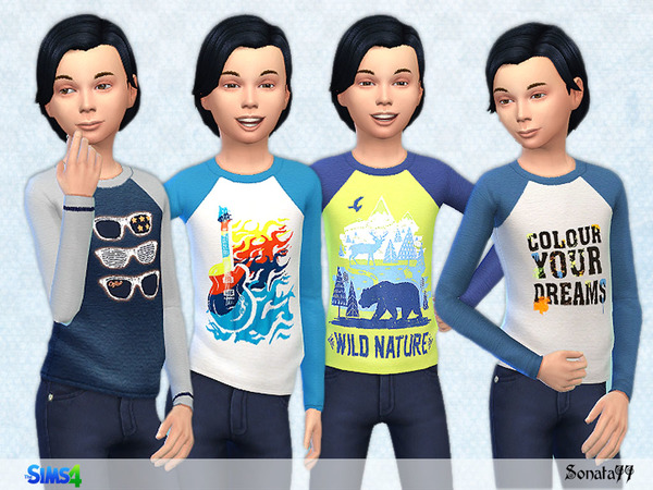 Sims 4 T shirt with long sleeves for boys by Sonata77 at TSR