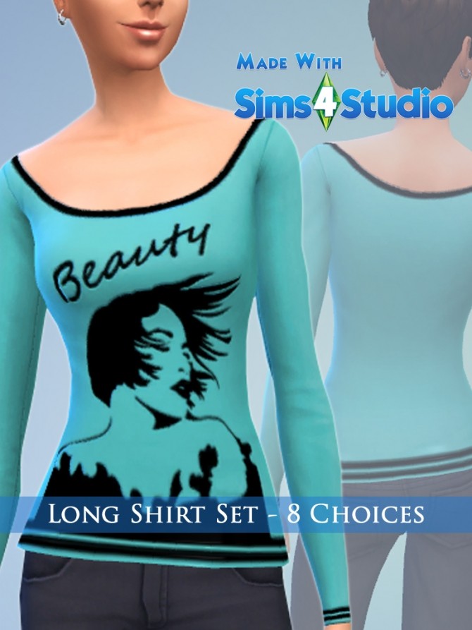 Sims 4 Beauty Long Shirt Set by play jarus at Mod The Sims