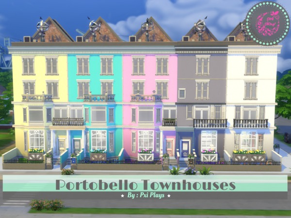 Sims 4 Portobello Townhouses by PxiPlays at TSR