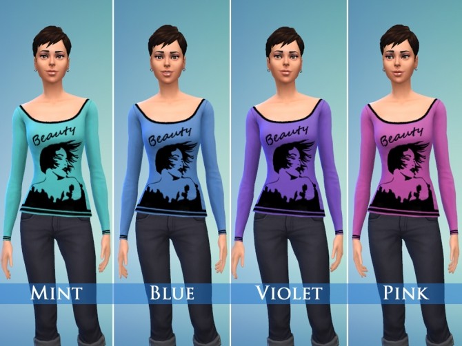 Sims 4 Beauty Long Shirt Set by play jarus at Mod The Sims