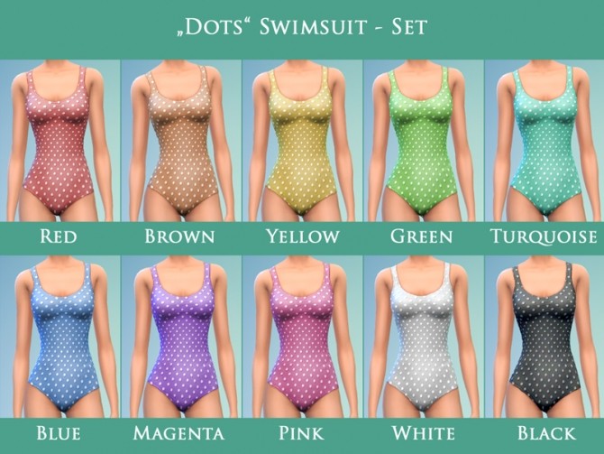 Sims 4 Dots Female Swimsuit Set by play jarus at Mod The Sims