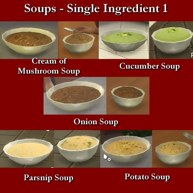 Sims 4 Custom Food Soups Single Ingredient 1 by Leniad at Mod The Sims