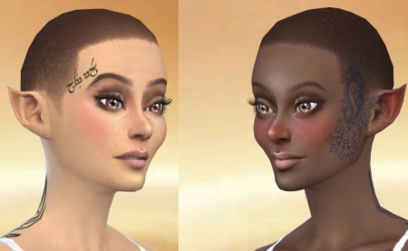 Elven full body tattoo by Velouriah at Mod The Sims
