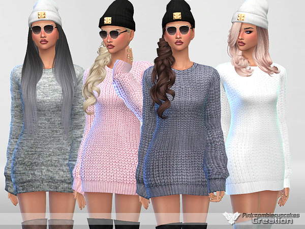 Sims 4 Mina Sweater Dress Collection by Pinkzombiecupcakes at TSR