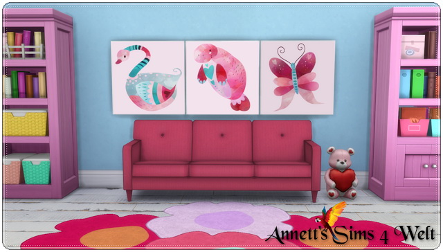 Sims 4 Pink Kids Paintings at Annett’s Sims 4 Welt