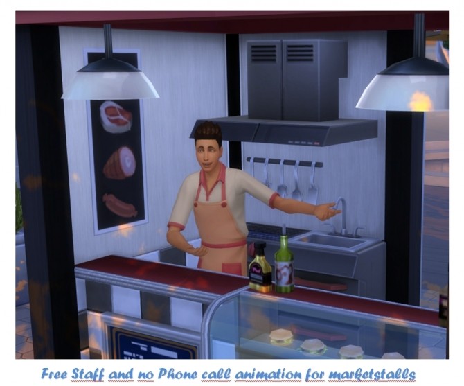Sims 4 Free Staff and no phone call animation for marketstalls, barista & bartender by LittleMsSam