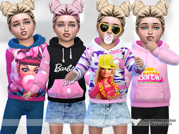 Sims 4 Barbie Hoodie Collection by Pinkzombiecupcakes at TSR