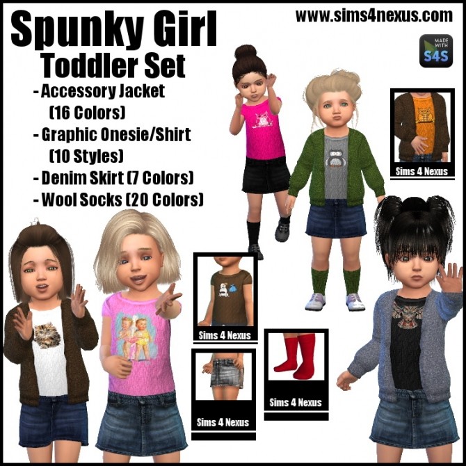 Sims 4 Spunky Girl Toddler Set at Sims 4 Nexus