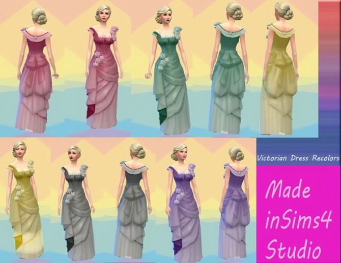 Sims 4 Victorian Dress recolors by iAmRuruSugarpants at Mod The Sims