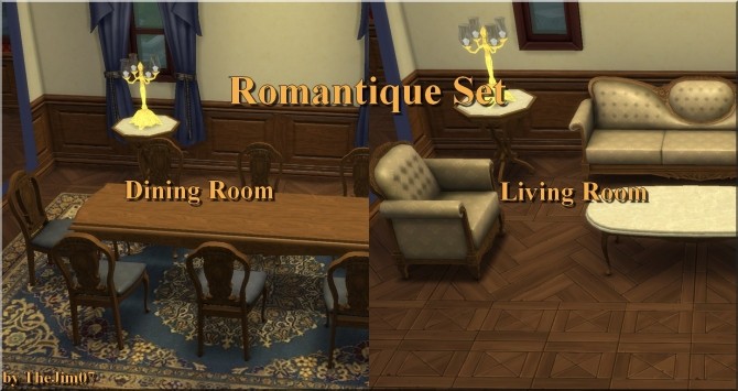 Sims 4 Romantique Set Dining & Living Room by TheJim07 at Mod The Sims