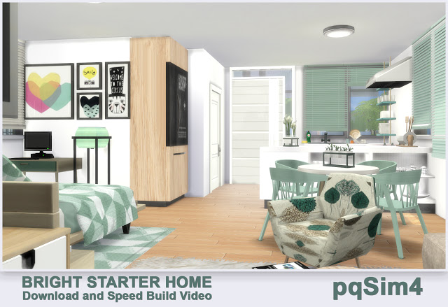 Sims 4 Bright Starter Home by Mary Jiménez at pqSims4