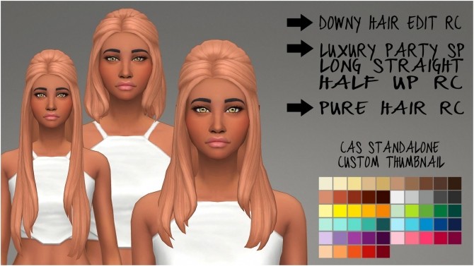 Sims 4 Downy LP Pure Hair RCs by Sympxls at SimsWorkshop