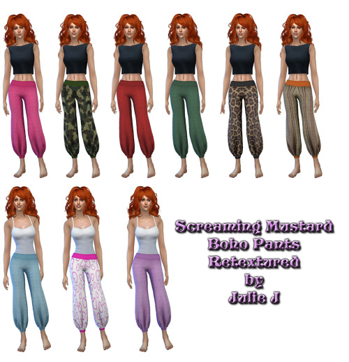 Sims 4 ScreamingMustard’s Boho Pants Retextured at Julietoon – Julie J