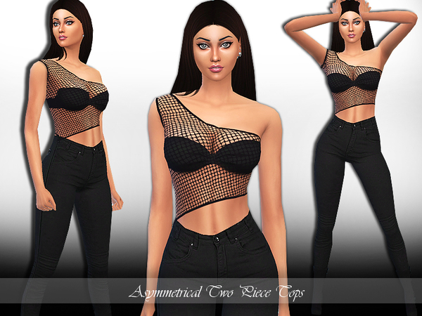 Sims 4 Asymmetrical Two Piece Tops by Saliwa at TSR