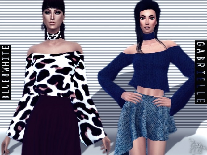 Sims 4 GABRIELLE OFF SHOULDERS TOP WITH COLLAR at Blue8white