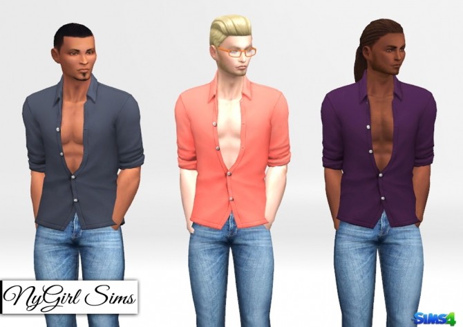 Movie Hangout Unbuttoned Shirt Edit at NyGirl Sims » Sims 4 Updates