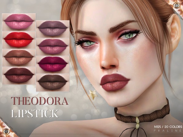 Sims 4 Theodora Lipstick N125 by Pralinesims at TSR