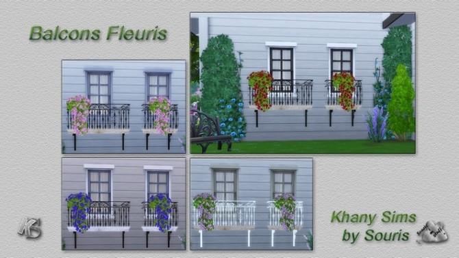 Sims 4 Balconies with flowers by Souris at Khany Sims