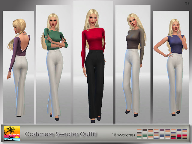Sims 4 Cashmere Sweater Outfit at Elfdor Sims