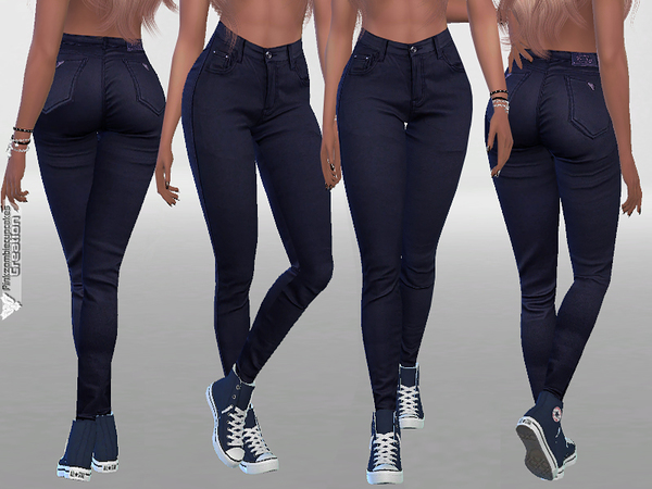 Sims 4 Chocolate Denim Jeans by Pinkzombiecupcakes at TSR