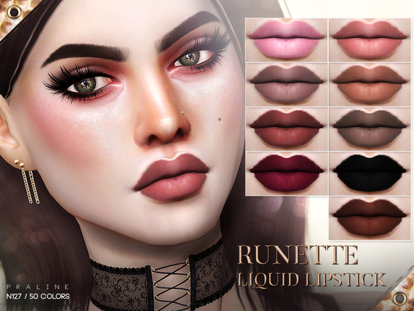 Sims 4 Runette Liquid Lipstick N127 by Pralinesims at TSR