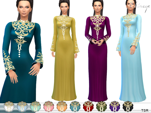 Sims 4 Embroidered Gown by ekinege at TSR