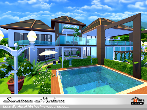 Sims 4 Sansinee Modern house by autaki at TSR