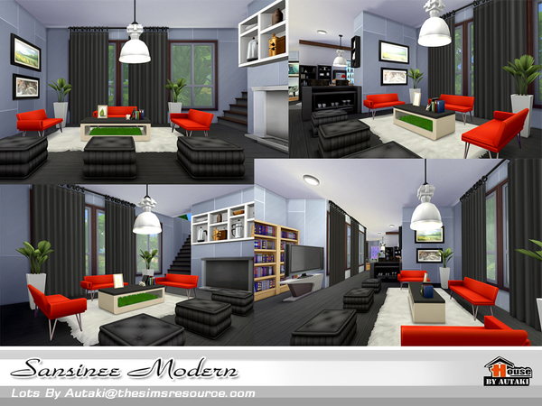 Sims 4 Sansinee Modern house by autaki at TSR