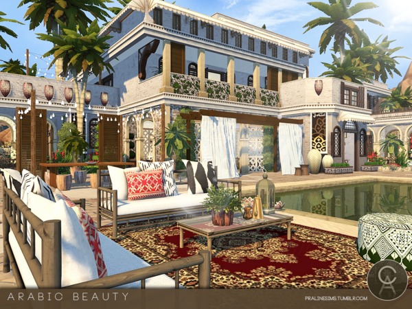 Sims 4 Arabic Beauty house by Pralinesims at TSR