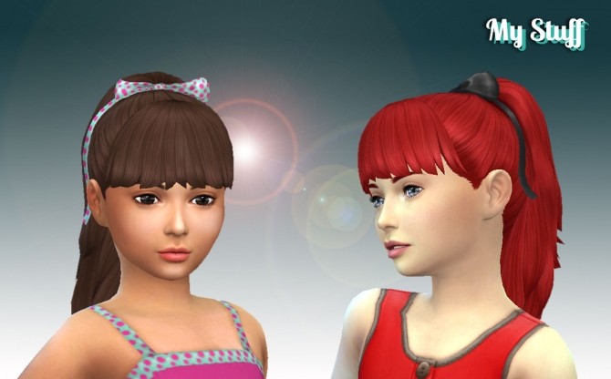 Sims 4 High Ponytail with Bangs for Girls at My Stuff