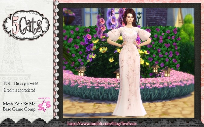 Sims 4 Flutter Sleeve Gown at 5Cats