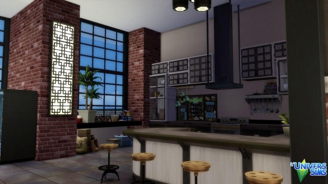 Sims 4 Industrial Pop Penthouse by Lyrasae93 at L’UniverSims