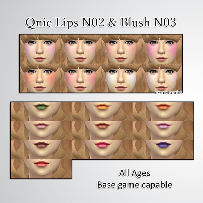 Sims 4 Qnie Lips N02 & Blush N03 at qvoix – escaping reality