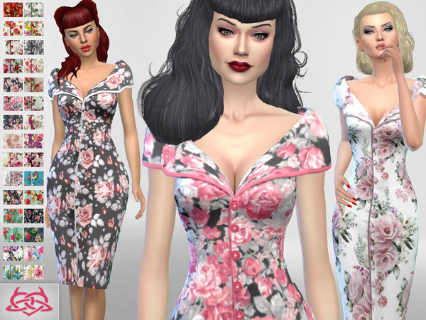 Sims 4 Paloma dress v. Tubo RECOLOR floral by Colores Urbanos at TSR